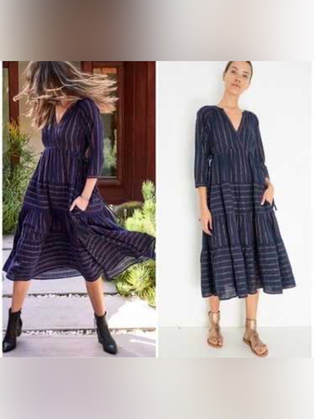 Xirena Striped Midi Dress in Blue
